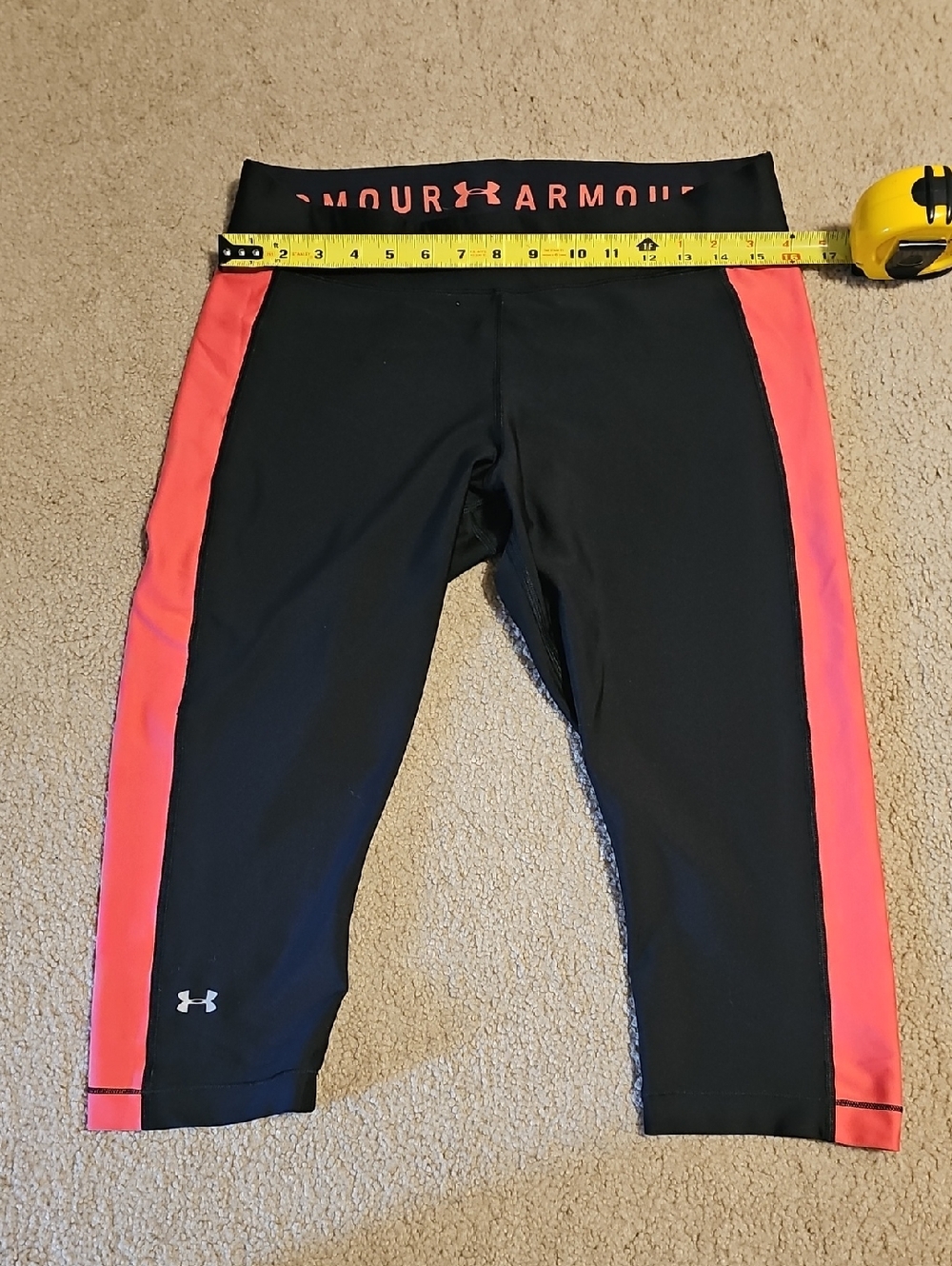 Under Armour Black and Coral Women Capri Leggings